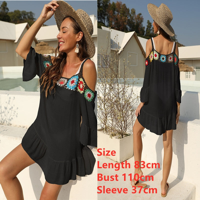 Beach Cover Up for Swimwear Tunic Fringe Ups Swim Bikini Ladies Dress Yellow black cover up