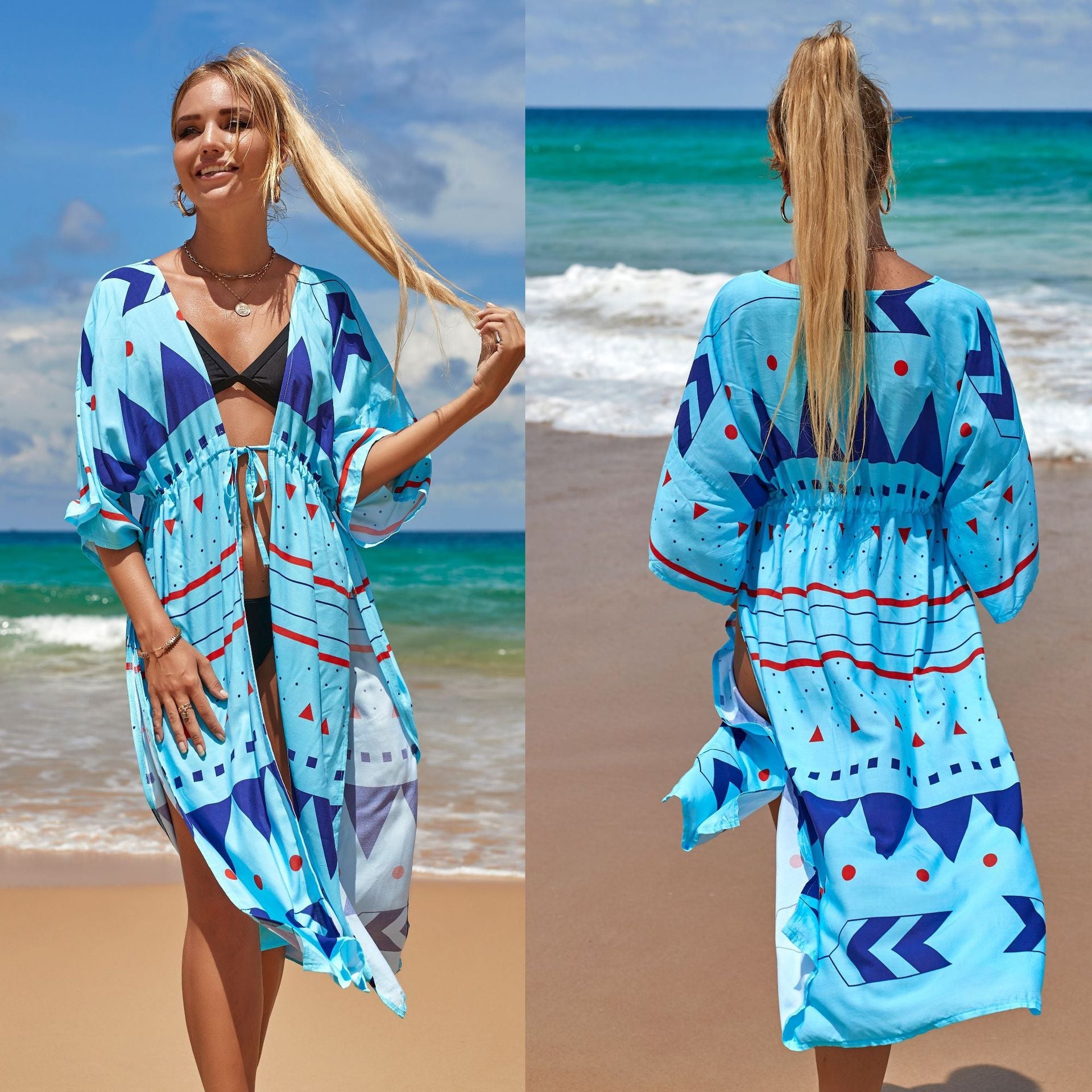 Beach Dress Sarong Cover-up Swimwear Bobe de Plage Pareo Beach Cape Tunic Bathing suit cover ups Saida de Praia Bikini cover up BU One Size