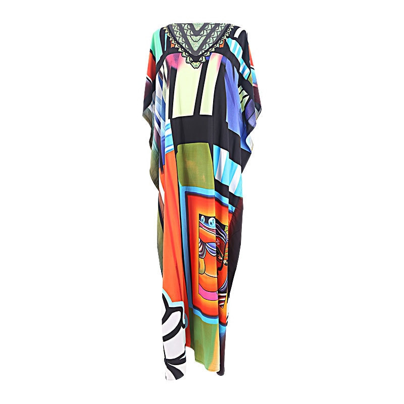 Beach Dresses Bird Bohemian Kaftans - New Loose Bikini Cover Ups Maxi Robe Elegant Bathing Suits