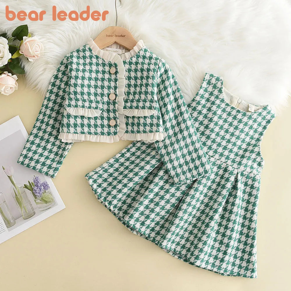 Bear Leader Baby Girls Clothes Set Autumn Winter Cartoon Grape Clothing Set Kids Knitted Sweet Outfit Children Clothes Suit