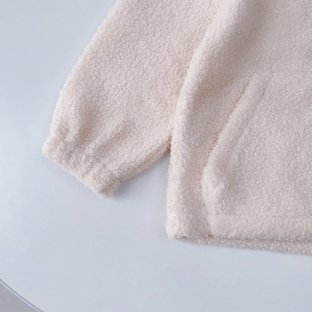 Bear Leader Girls' Set Children's Autumn Lamb Fleece Standing Collar Pullover Top+Pants Two Piece Kids' Fashion Set