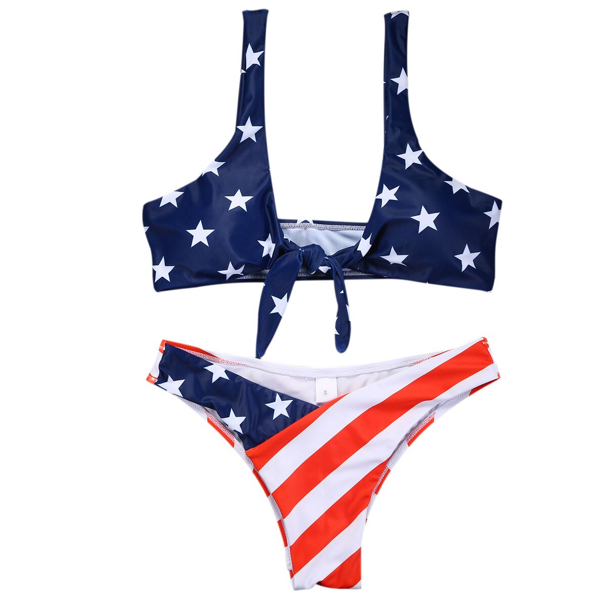 Bikini Flag of USA American Sexy Brazilian Bikini Set Swimsuit Woman Swim Wear Beachwear Tie Knot Front Lady Swimsuit c