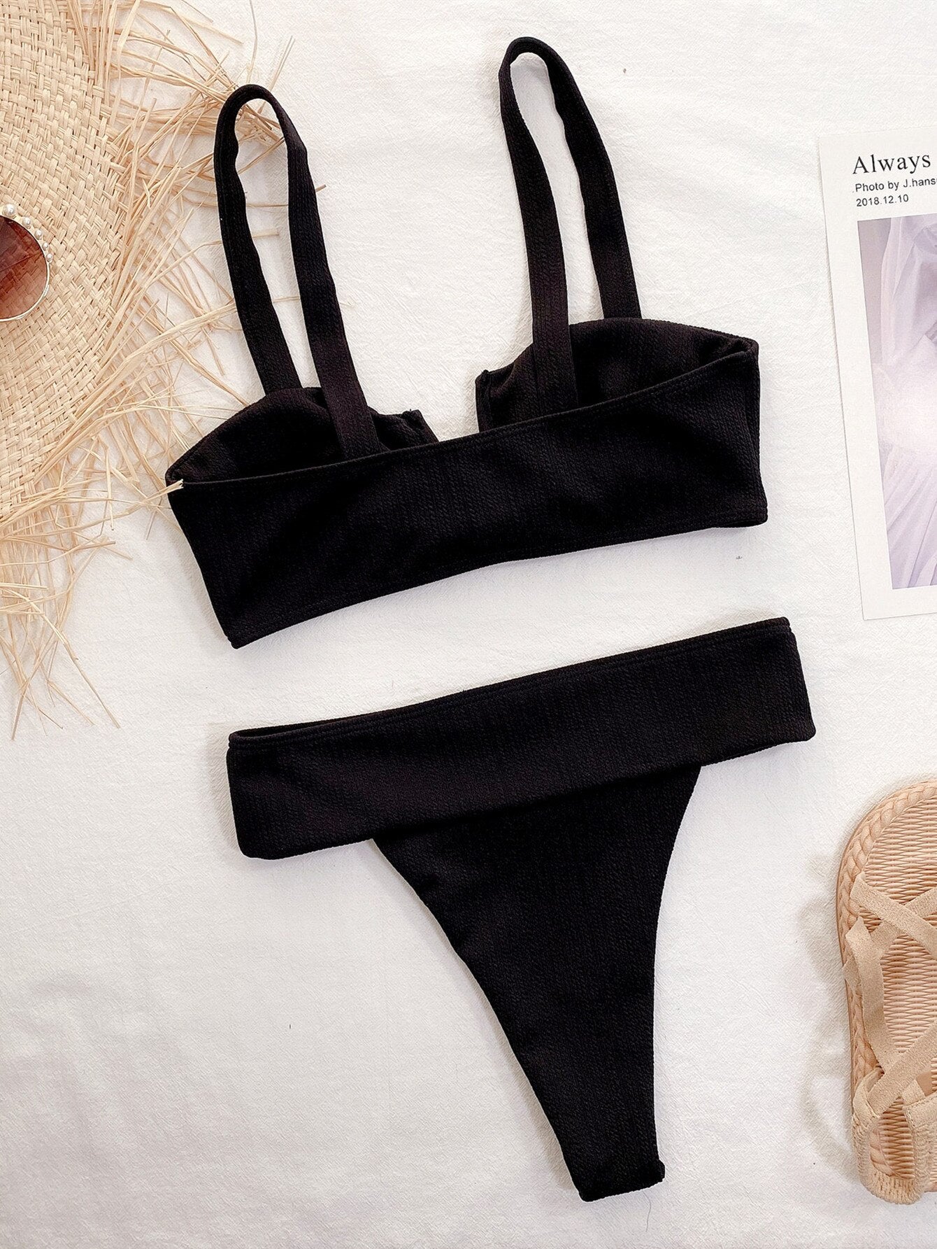 Bikini Sexy V-neck Bowknot High Waist Black Swimwear - Swimsuit Bikinis Set Bathing Suit Bikini Female Push Up Biquinis