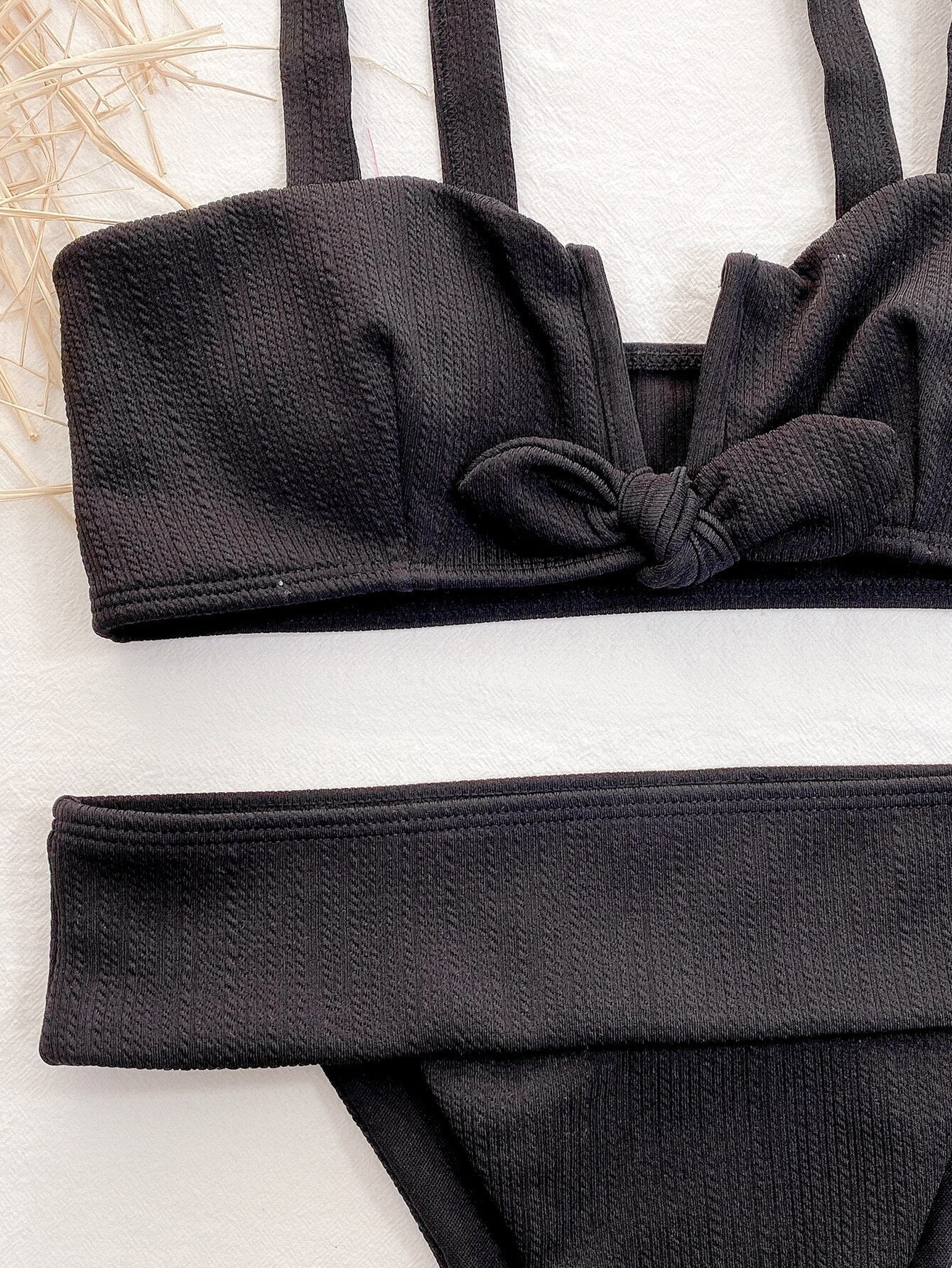 Bikini Sexy V-neck Bowknot High Waist Black Swimwear - Swimsuit Bikinis Set Bathing Suit Bikini Female Push Up Biquinis