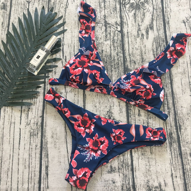 Bikini ruffle swimsuit Navy Blue