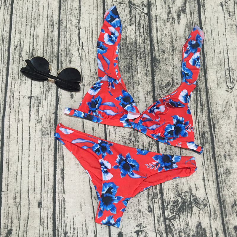 Bikini ruffle swimsuit Red