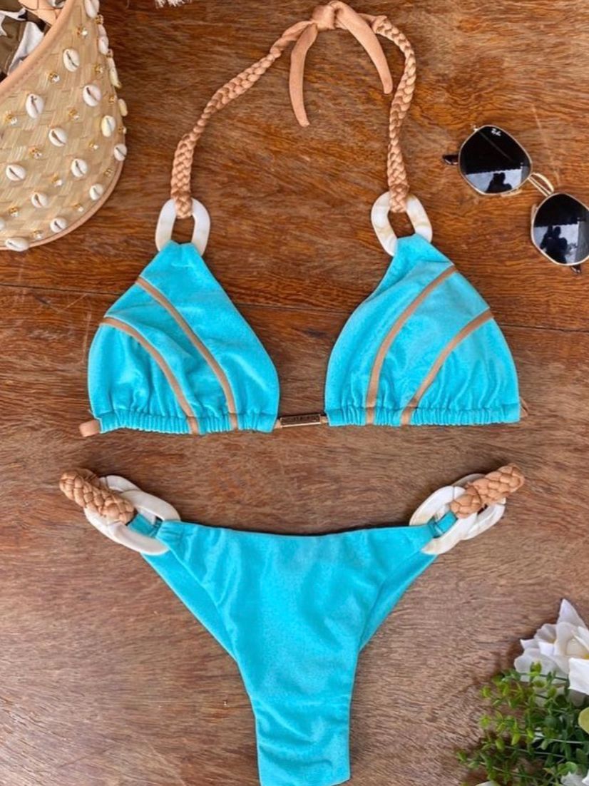 Black Bandeau Bikini Set Swimwear Women Push Up - Biquini Sexy Thong Bikinis Patchwork Swimsuit Backless Bathingsuit