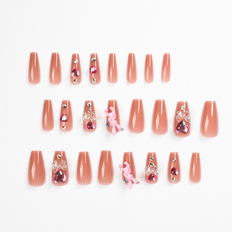 Black Comic Hand Drawn Pattern Wearable Nail Art Glossy Purple Long Ballet Detachable Finished False Nails Press on Nails MT674JP1302