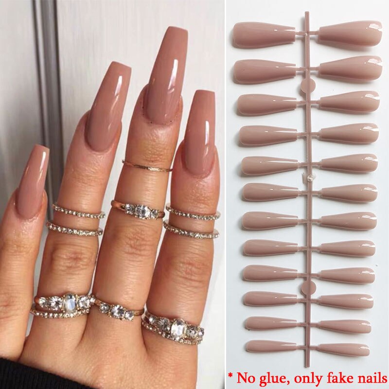 Black White French Stars Rhinestone Wearable Long Ballet Fake Nails Full Cover Finished False Nails Press on Nails with Glue MP3744TJP1169Y3B3