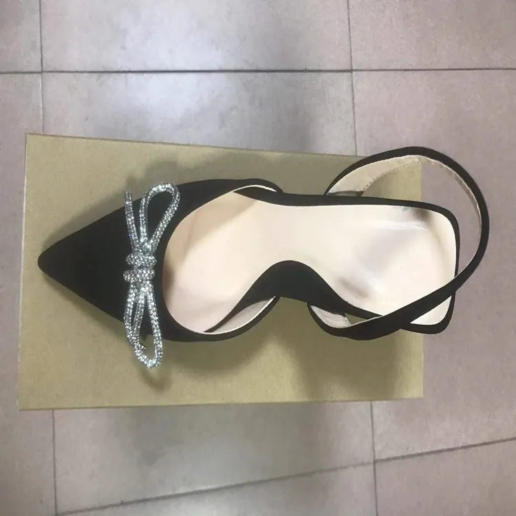 Blue Women's Mueller Shoes Baotou Bow Pointed Heels Summer Fashion Hundred Sexy Women Sandals Shoes Sandals High Heels black