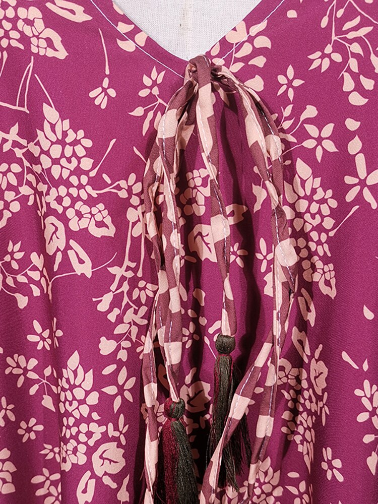 Boho Dress V Neck Beach Cover Up Pareo Maxi Dress - Robe Plage Kaftan Dress Beachwear