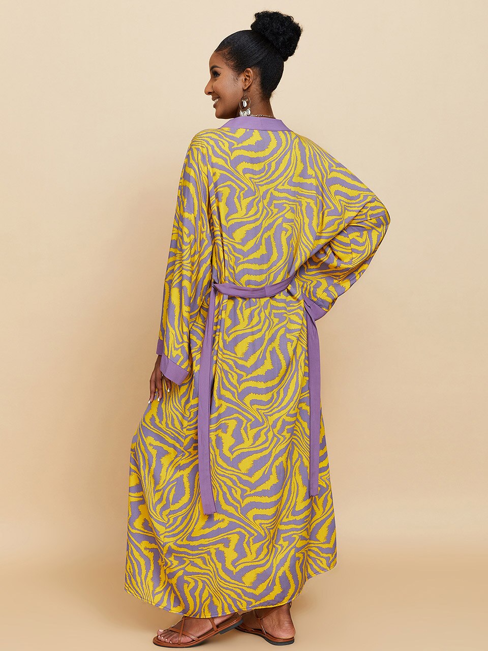 Boho Kimono Tunic for Beach Swimsuit Cover-ups Cape Sexy Long Sleeve Have Belt Separately Pareo Dress Beachwear Bikini Cover Up