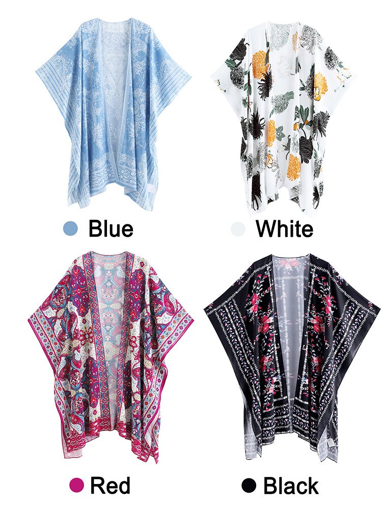 Boho Printed Bikini Cover-ups Kimono Pareo Dress