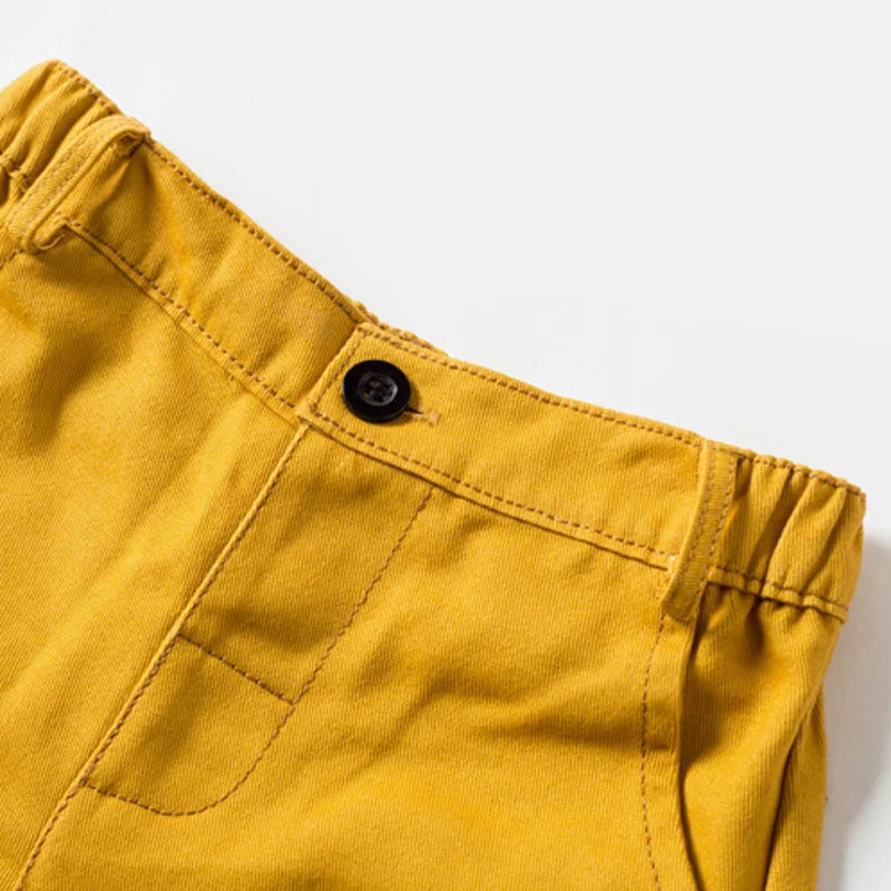 Boys Sets Clothing Summer Crown Print Polo T-Shirt White Shorts Yellow Bowtie Children's Clothing For Boy Kids Clothes Boys