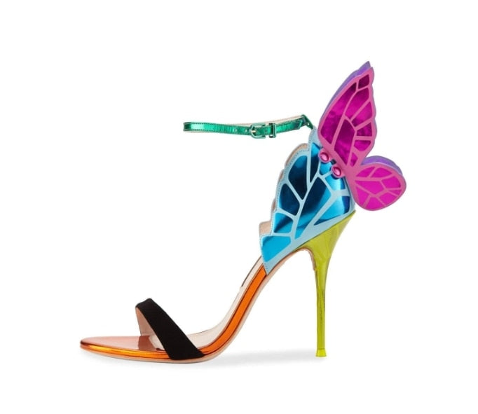 Brand Design Butterfly Back Sandals Angel Wing Sandalias Woman High Heels Buckle Strap Thin Heels Lady Pumps pic 6