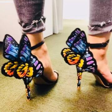 Brand Design Butterfly Back Sandals Angel Wing Sandalias Woman High Heels Buckle Strap Thin Heels Lady Pumps pic 11