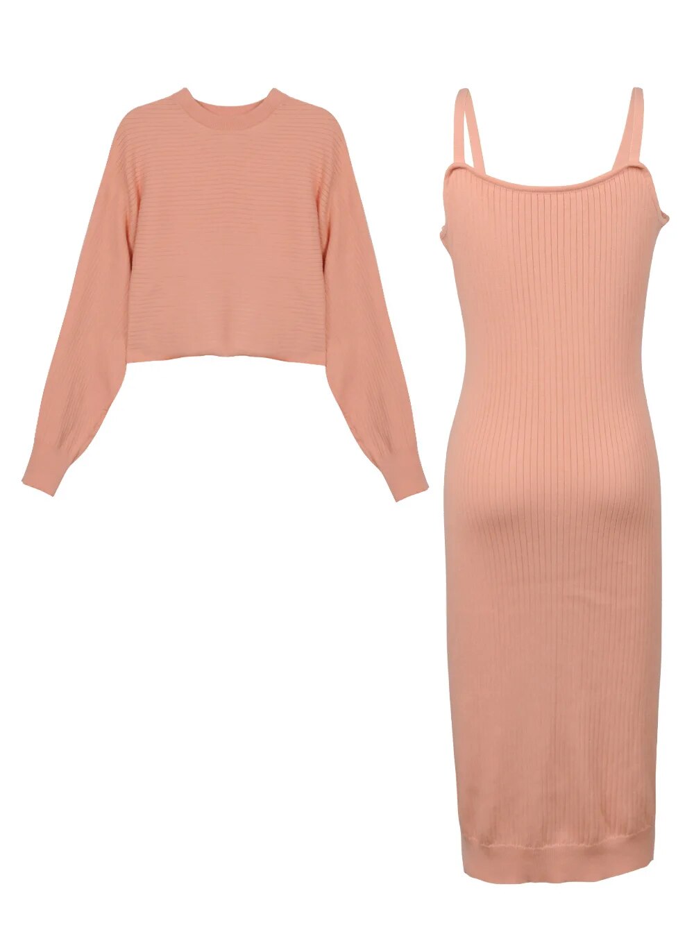 BubbleKiss Elegant Slim Two-piece Dress Sets Winter Women Knitted Dress Set Autumn Sweater Tank Dress Outfit Female Home Suit