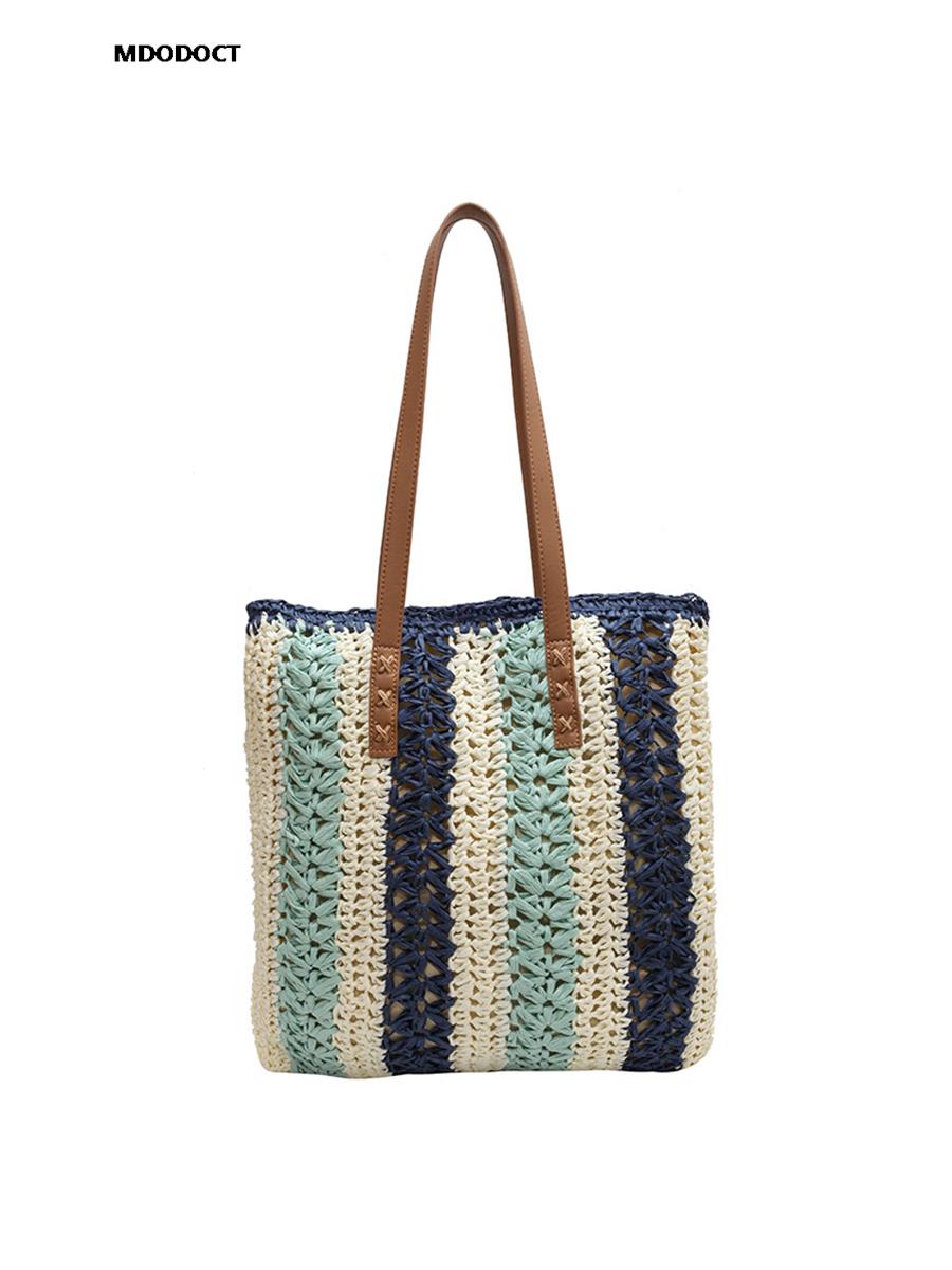 Casual Large Capacity Straw Woven Tote Shoulder Bags For Women Luxury Designer Beach Ladies Handbags 2024 New Summer Shopping