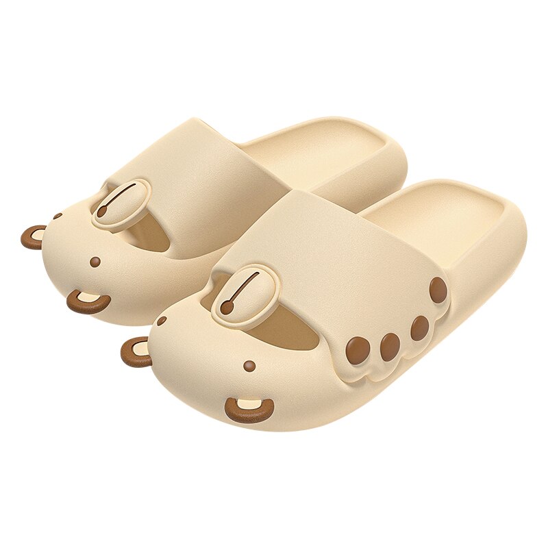 Cloud Soft Bear Slippers Couple Home Outdoor Slipper Summer Beach Bedroom Shoes Ladies Thick Bottom Sandals Newbeige