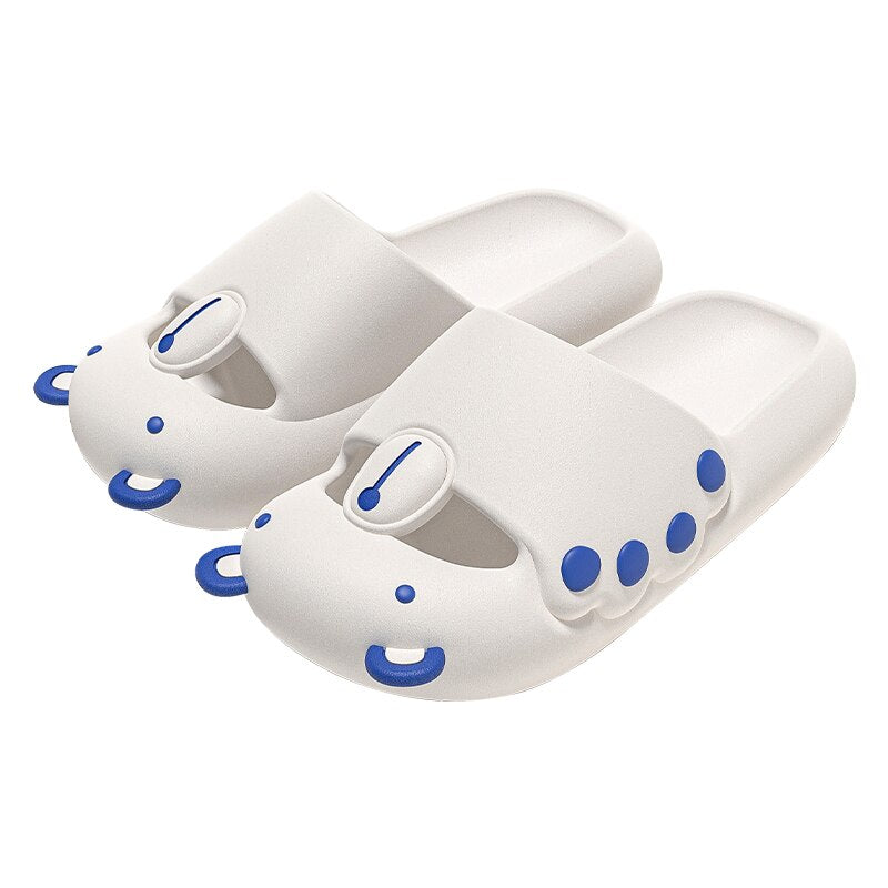 Cloud Soft Bear Slippers Couple Home Outdoor Slipper Summer Beach Bedroom Shoes Ladies Thick Bottom Sandals Whiteblue