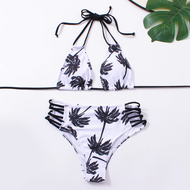 Coconut Tree Bandage Test Split Bikini White