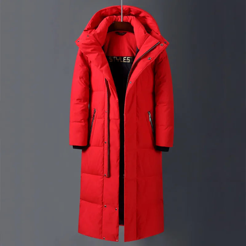 Coed Winter Cold resistant Down Jacket -30 Men's Women X-Long(Winter) Warm Fashion Brand Red Parkas S-5XL