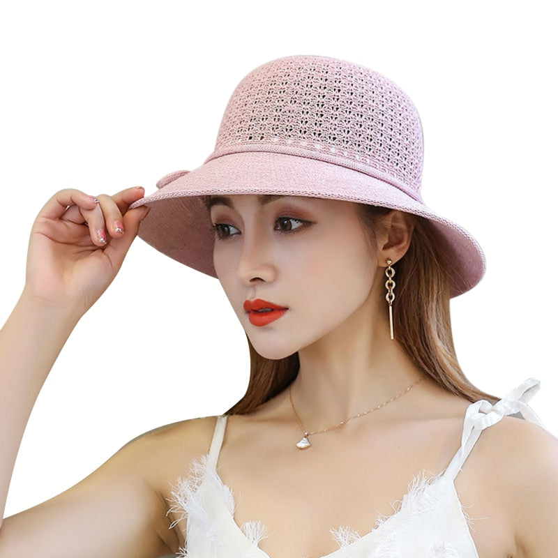 Cool Women Bucket Hats Female 2024 New Summer Korean Fahsion Sunscreen Fisherman Cap Outdoor Beach Sun Cap Hat For Women Light Pink