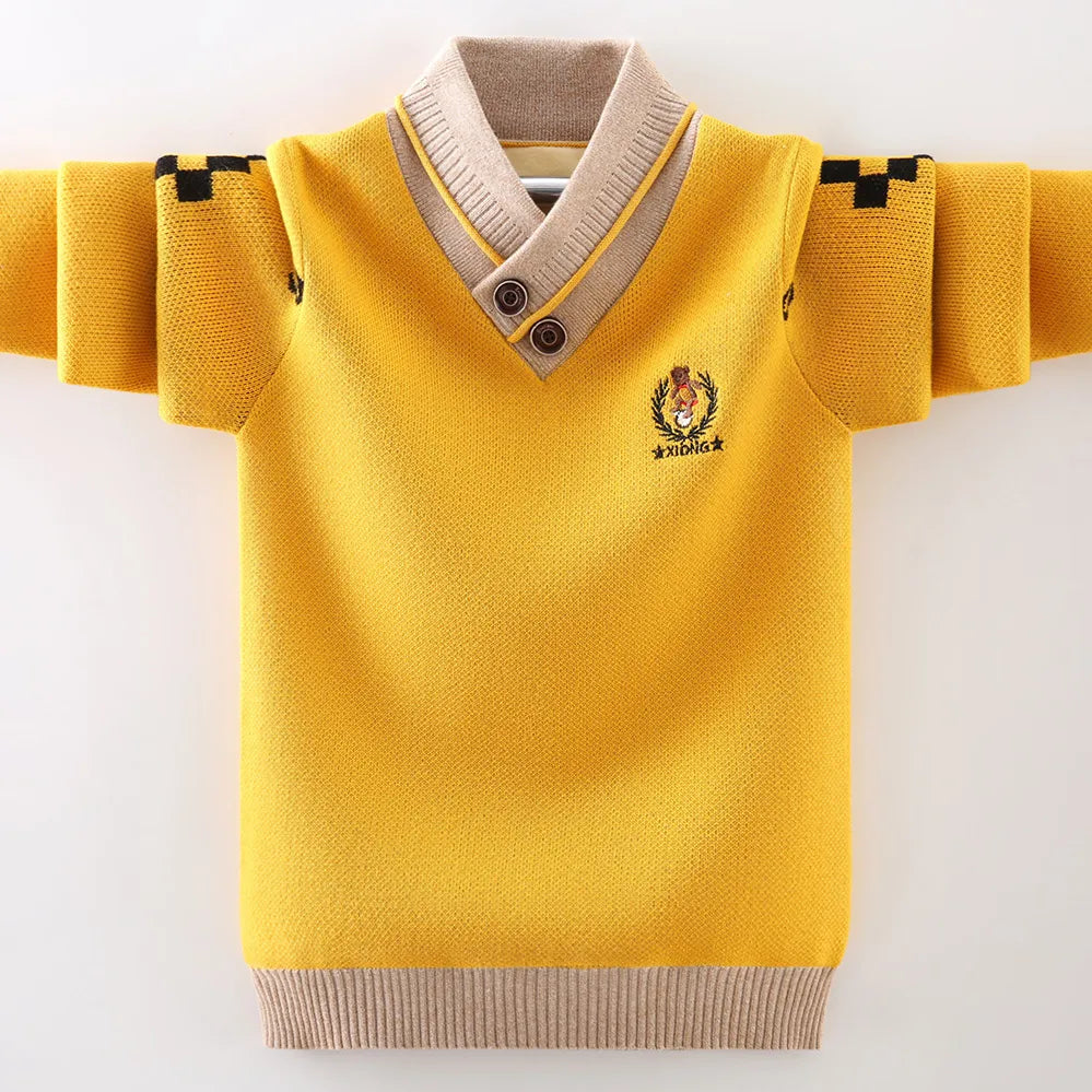 Cotton Clothing Children's Sweater Keep Warm in Winter Pullover Sweater Children's Clothing Knitted Sweater Boys Clothes Yellow