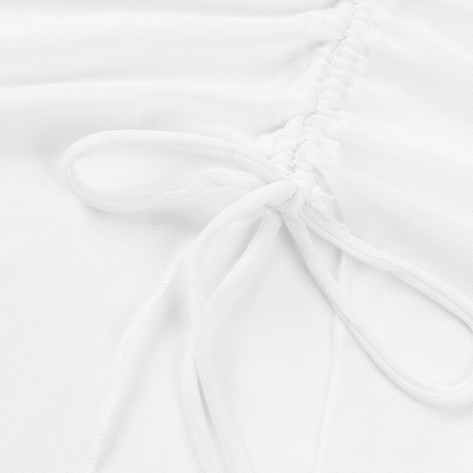 Cover Up Wrap Scarf Mid-length Skirt Fashion Solid Drawstring Slit Swimwear Pareo Sarong Dress