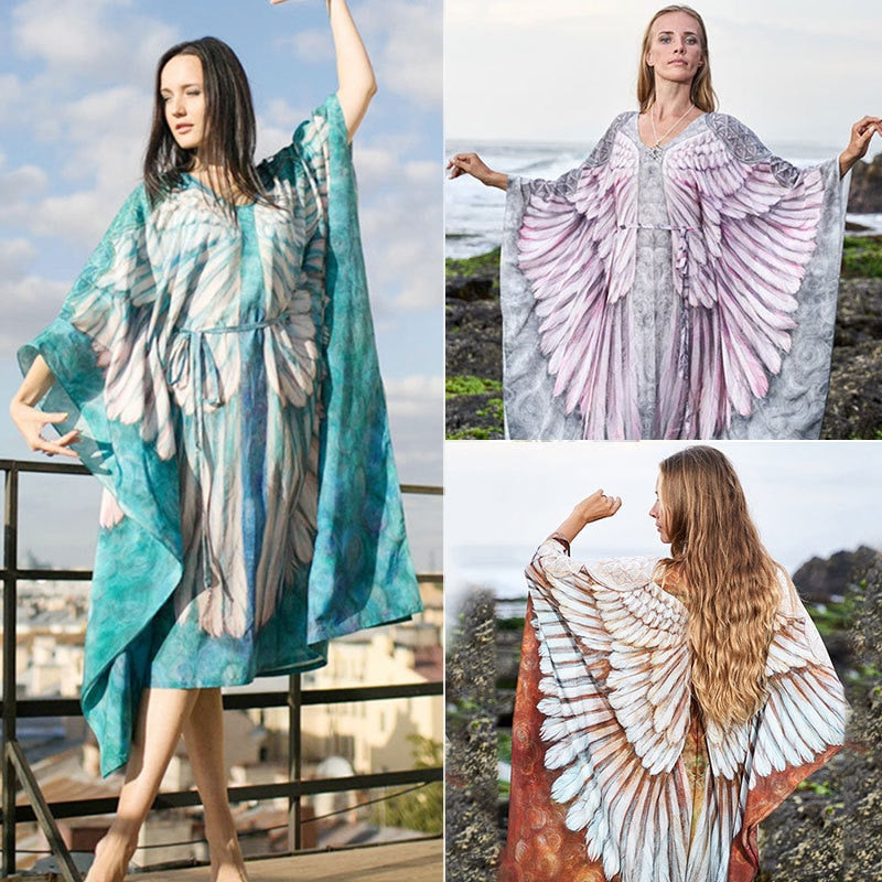 Cover-ups Beach Long Boho Kaftan Dress Kimono Mujer Pareos De Playa Women Beach Cover Ups