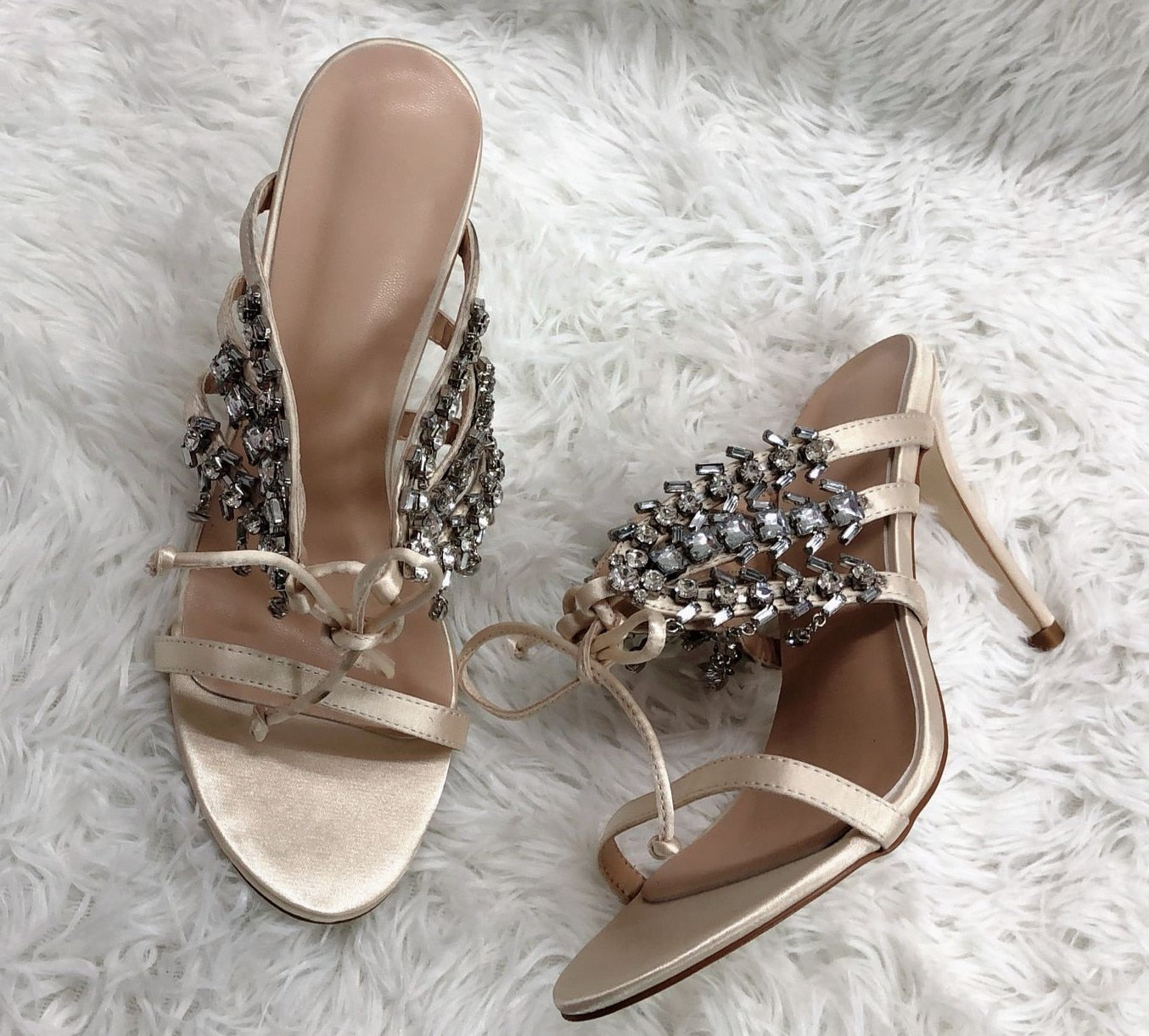 Crystal Tassel Sandals Strap Suede Women Summer Shoes Cross Diamond Stiletto Mujer Party 8cm and 10cm Pumps Big Size Euro 42 10cm heel 12