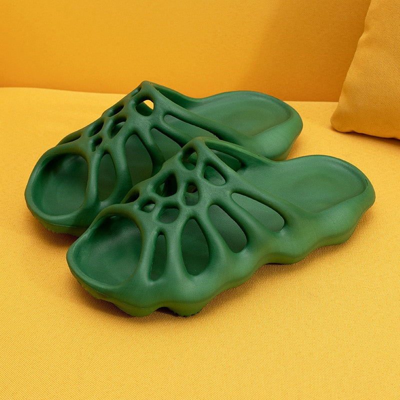 Cut-out Platform Slippers Women Men Fashion Beach Slides Soft EVA Lovers Indoor Batrhoom Slipper Ladies Home Floor Shoes green