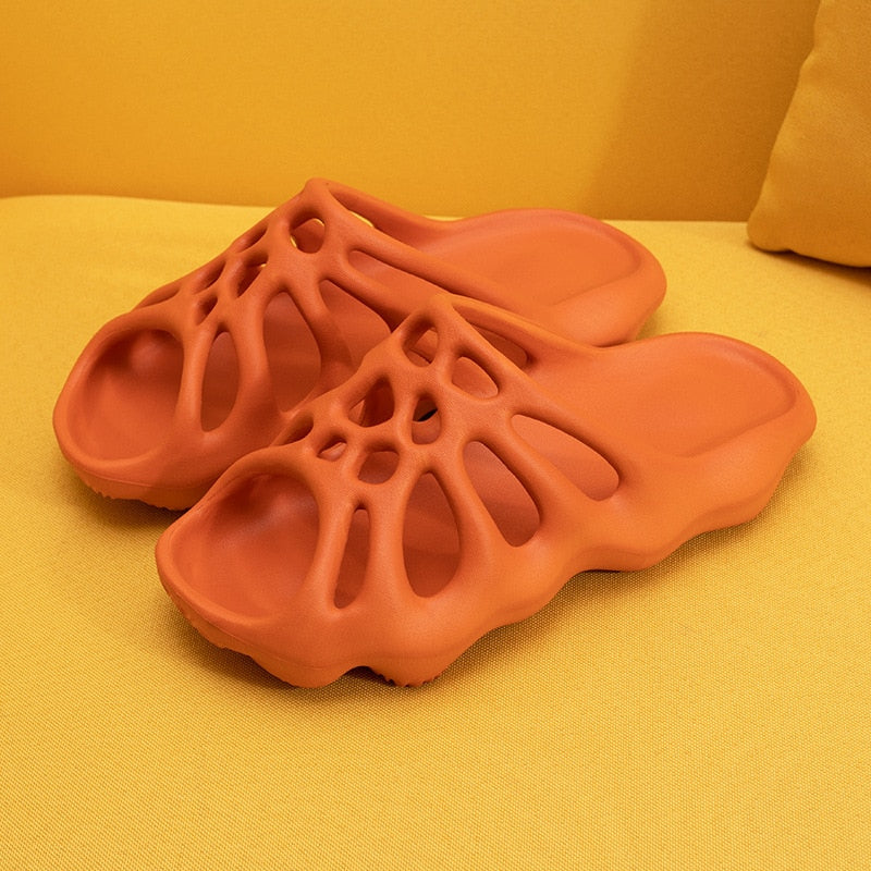 Cut-out Platform Slippers Women Men Fashion Beach Slides Soft EVA Lovers Indoor Batrhoom Slipper Ladies Home Floor Shoes orange