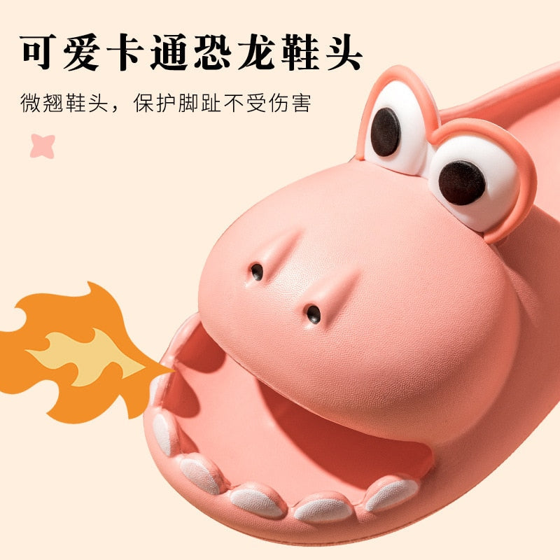 Cute Dinosaur Slippers Platform Women Men Indoor Bathroom Slides Kid's Slippers Summer Soft EVA Female Male Beach Flip Flops