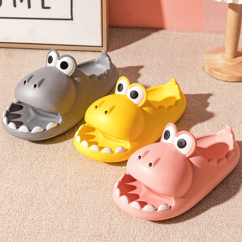Cute Dinosaur Slippers Platform Women Men Indoor Bathroom Slides Kid's Slippers Summer Soft EVA Female Male Beach Flip Flops