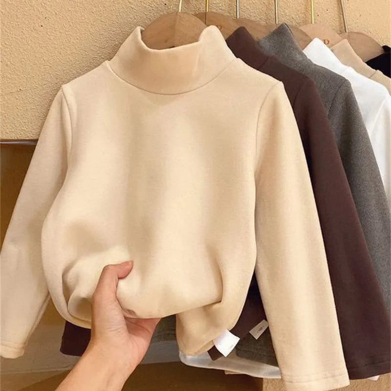 De Rong Half High Collar Children's T-shirt Girls' Autumn Clothing Versatile Bottom Top