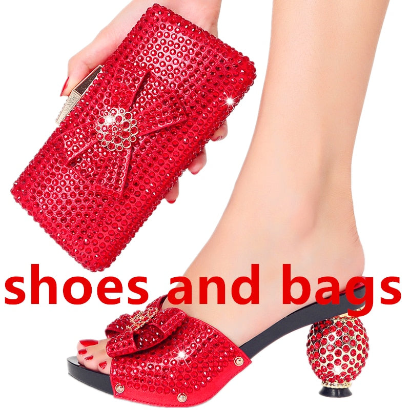 Diamond Ladies Slippers 2022 New Popular High Heels Spring Summer Plus Size Suitable for Wedding Party Birthday Ball Wear shoes and bags 4