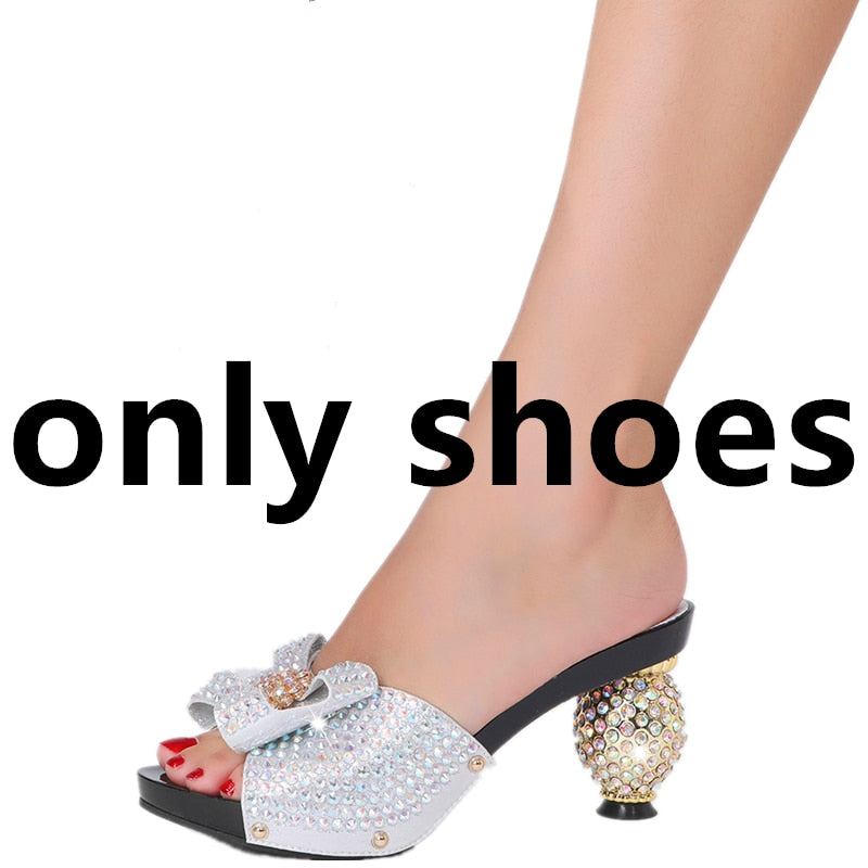 Diamond Ladies Slippers 2022 New Popular High Heels Spring Summer Plus Size Suitable for Wedding Party Birthday Ball Wear shoe 1