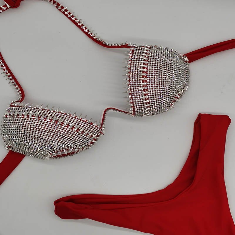 Diamond Swimwear Sexy Women Bikini Rhinestone Swimsuit Push Up Bathing Suit