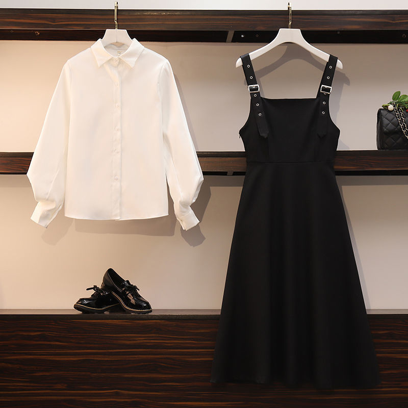 Dress Sets Women Chic Fashion Elegant Office Lady Outfits 2 Piece Korean Fall Basic Simple Female Shirts Vestido Mujer Aesthetic white