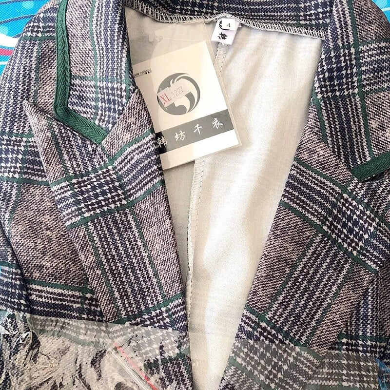 Elegant Plaid Skirts 2 Piece Set Slim Blazer Tops + A-line Vintage Skirt Korean Casual Tracksuit Spring Fall New Women Ensembles