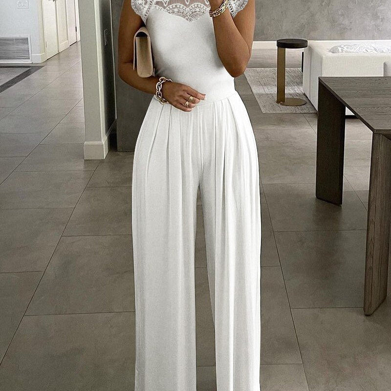 Elegant Slim Office Lady Black Strapless Jumpsuits for women 2022 Summer New Sexy Sleeveless White Red Wide leg Jumpsuits
