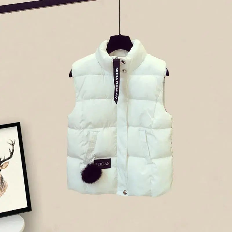 Elegant Women's Pants Set Winter New Korean Thickening Sports Hoodie Casual Cotton Tank Top Flocked Trousers Three Piece white vest