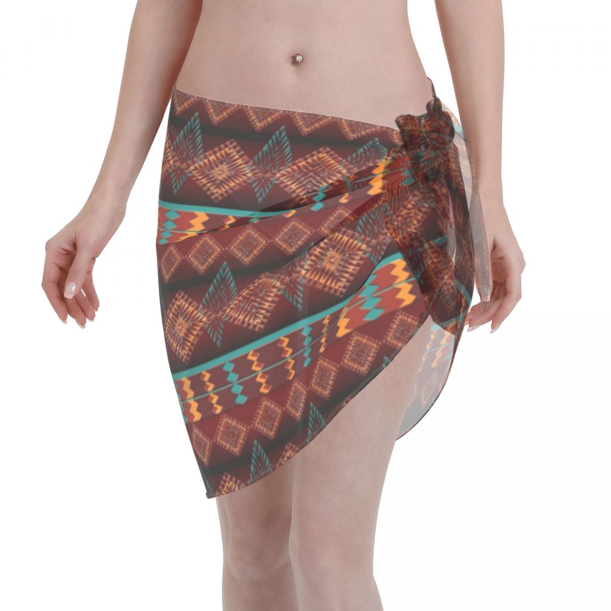 Ethnic Southwestern Navajo Polyester Swimwear Pareo Scarf Cover Ups Bikinis Cover-Ups Skirts Beach Dress Default Title