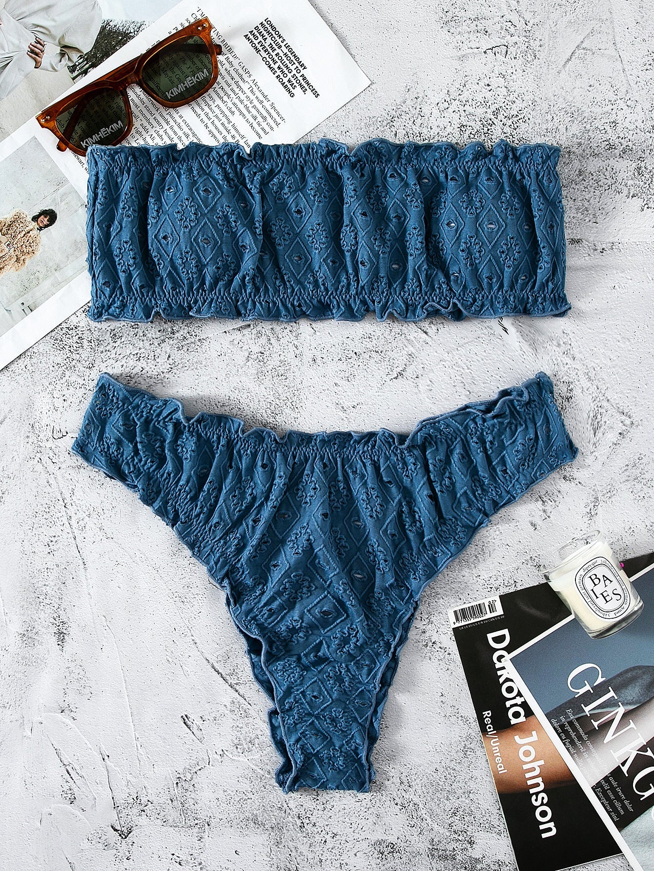 European And American Bikini New Sexy Split Swimsuit Dark Blue