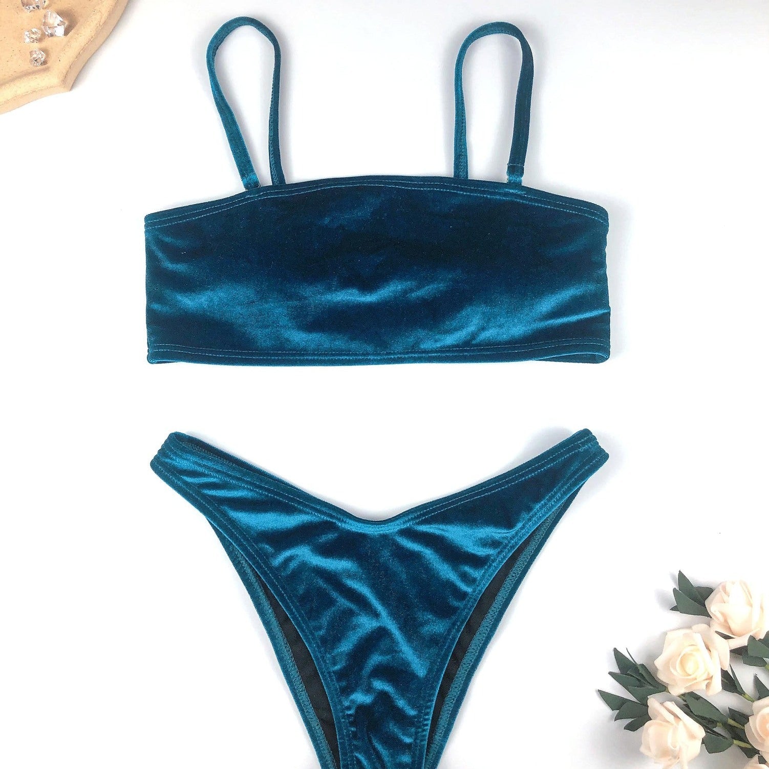 European And American Split Bikini Swimsuit Blue