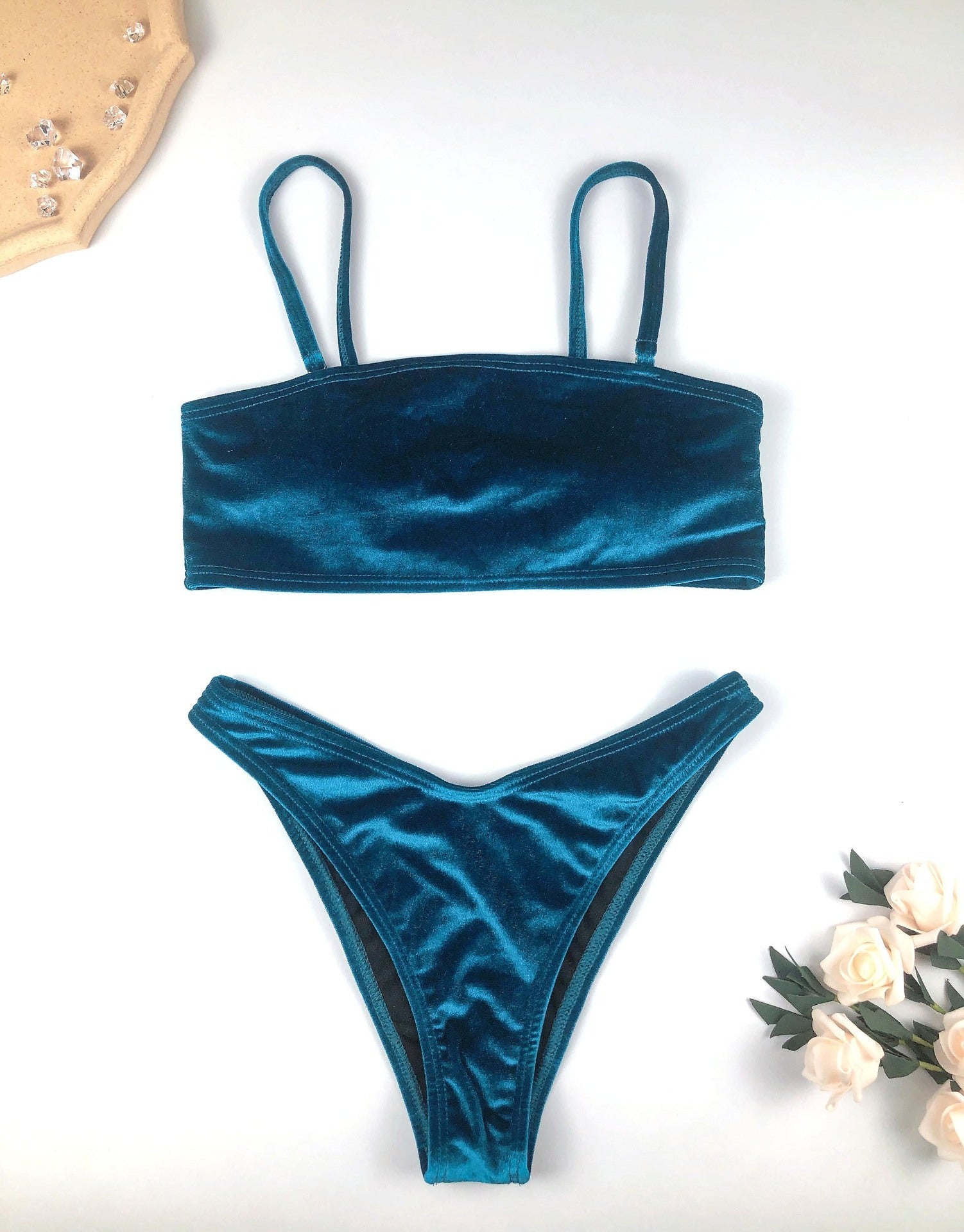 European And American Split Bikini Swimsuit Blue