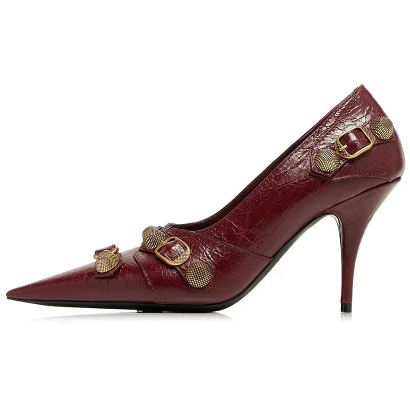 European and American Pointed Thin High-heeled Women's Single Shoe Fashion Rivets New Spring and Summer Sexy Women's Shoes