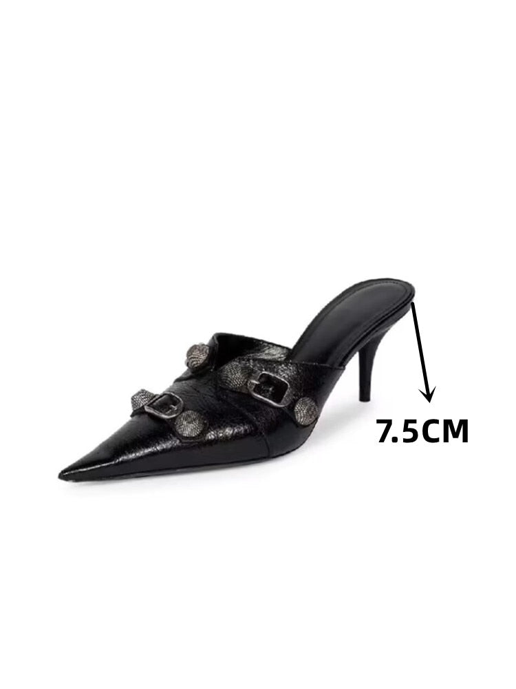 European and American Pointed Thin High-heeled Women's Single Shoe Fashion Rivets New Spring and Summer Sexy Women's Shoes