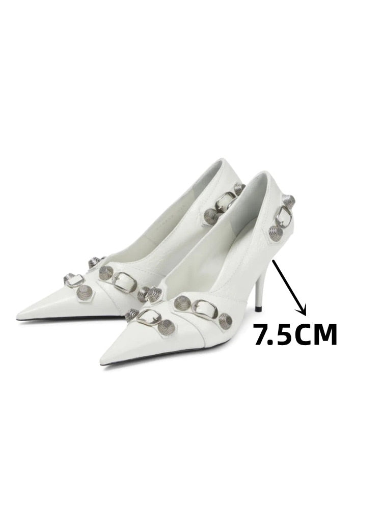 European and American Pointed Thin High-heeled Women's Single Shoe Fashion Rivets New Spring and Summer Sexy Women's Shoes